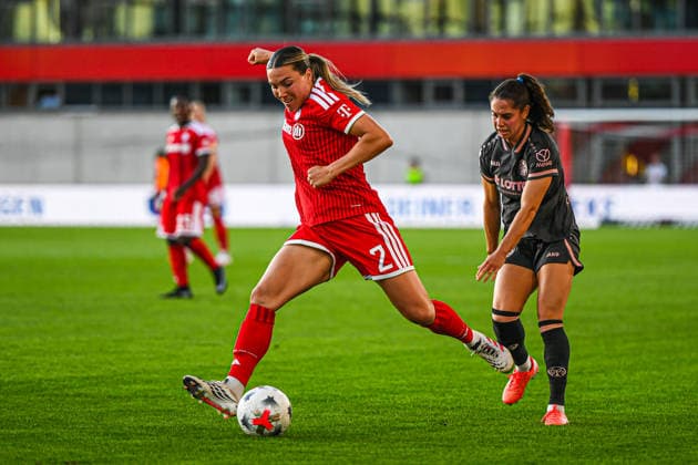 31.08.2026, München, Deutschland. Google Pixel Frauen-Bundesliga: FC Bayern München Frauen gegen 1. FSV Mainz 05 Frauen am FC Bayern Campus. Erstes Heimspiel des FC Bayern München in der Saison 2026 27. Vanessa Gilles (FC Bayern Frauen) *** August 31, 2026, Munich, Germany Google Pixel Women s Bundesliga: FC Bayern Munich Women vs. 1. FSV Mainz 05 Women at the FC Bayern Campus FC Bayern Munich s first home game of the 2026–27 season Vanessa Gilles FC Bayern Women