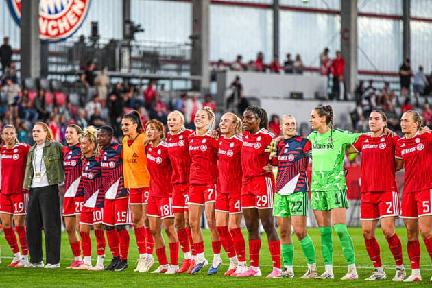 31.08.2026, München, Deutschland. Google Pixel Frauen-Bundesliga: FC Bayern München Frauen gegen 1. FSV Mainz 05 Frauen am FC Bayern Campus. Erstes Heimspiel des FC Bayern München in der Saison 2026 27. Mannschaft *** August 31, 2026, Munich, Germany Google Pixel Women s Bundesliga: FC Bayern Munich Women vs. 1. FSV Mainz 05 Women at the FC Bayern Campus FC Bayern Munich s first home game of the 2026–27 season