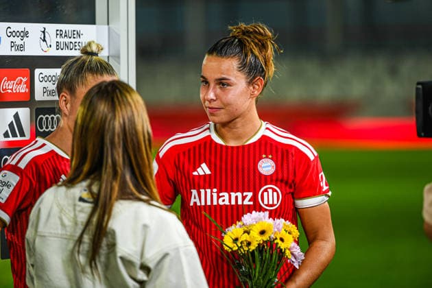 31.08.2026, München, Deutschland. Google Pixel Frauen-Bundesliga: FC Bayern München Frauen gegen 1. FSV Mainz 05 Frauen am FC Bayern Campus. Erstes Heimspiel des FC Bayern München in der Saison 2026 27. Lena Oberdorf (FC Bayern Frauen) *** August 31, 2026, Munich, Germany Google Pixel Women s Bundesliga: FC Bayern Munich Women vs. 1. FSV Mainz 05 Women at the FC Bayern Campus FC Bayern Munich s first home game of the 2026–27 season Lena Oberdorf FC Bayern Women