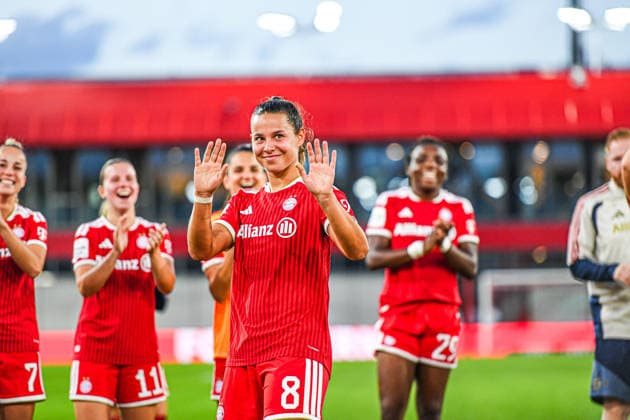 31.08.2026, München, Deutschland. Google Pixel Frauen-Bundesliga: FC Bayern München Frauen gegen 1. FSV Mainz 05 Frauen am FC Bayern Campus. Erstes Heimspiel des FC Bayern München in der Saison 2026 27. Lena Oberdorf (FC Bayern Frauen) *** August 31, 2026, Munich, Germany Google Pixel Women s Bundesliga: FC Bayern Munich Women vs. 1. FSV Mainz 05 Women at the FC Bayern Campus; FC Bayern Munich s first home game of the 2026–27 season; Lena Oberdorf; FC Bayern Women