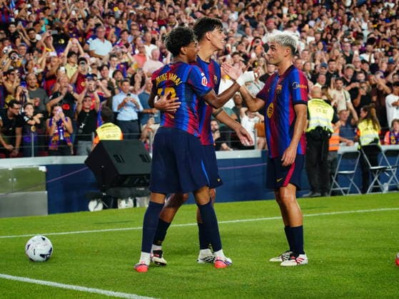 during the La Liga EA Sports match between FC Barcelona, Barca and Athletic Club de Bilbao played at Spotify Camp Nou Stadium on 27 Aug 2026 in Barcelona, Spain. (Photo by Bagu Blanco PRESSINPHOTO) Copyright: xBaguxBlancox xPRESSINPHOTOx