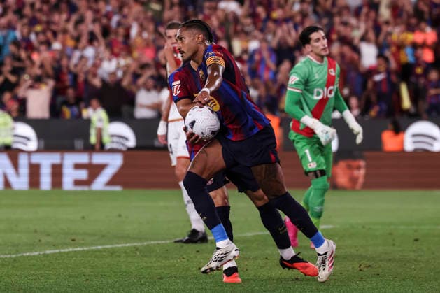 August 31, 2026, Barcelona, Barcelona, Spain: Raphinha of FC Barcelona, Barca celebrates after scoring his team s first goal during the Spanish league, LaLiga EA Sports, football match played between FC Barcelona and Rayo Vallecano at Spotify Camp Nou stadium on August 31, 2026 in Barcelona, Spain. FC Barcelona V Rayo Vallecano - LaLiga EA Sports  - ZUMAa181 20260831_zaa_a181_141 Copyright: xJavierxBorregox