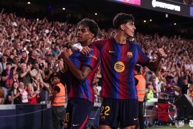 August 31, 2026, Barcelona, Barcelona, Spain: Lamine Yamal of FC Barcelona, Barca celebrates after scoring his team s second goal during the Spanish league, LaLiga EA Sports, football match played between FC Barcelona and Rayo Vallecano at Spotify Camp Nou stadium on August 31, 2026 in Barcelona, Spain. Barcelona Spain - ZUMAa181 20260831_zaa_a181_138 Copyright: xJavierxBorregox