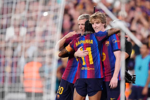 FC Barcelona, Barca v Rayo Vallecano de Madrid - LaLiga EA Sports 2026 27 Anthony Gordon left winger of Barcelona and England celebrates the third goal of his team during the LaLiga EA Sports 2026 27 match between FC Barcelona and Rayo Vallecano de Madrid at Spotify Camp Nou on August 31, 2026 in Barcelona, Spain. Barcelona Spain  Copyright: xJosexBretonx originalFilename:bretonhernandez-fcbarcel260831_np6GX.jpg