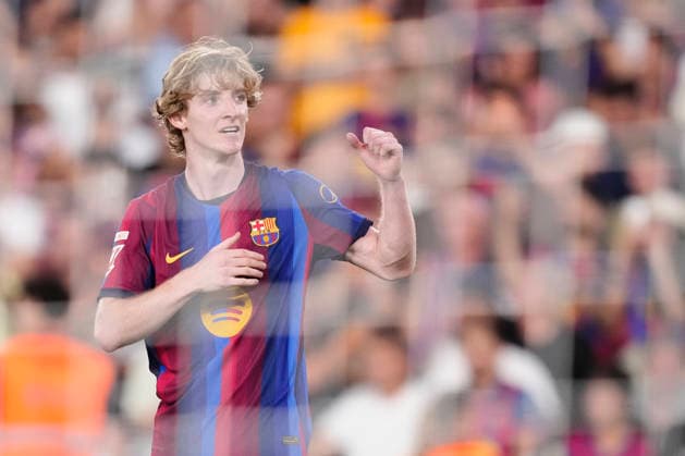 FC Barcelona, Barca v Rayo Vallecano de Madrid - LaLiga EA Sports 2026 27 Anthony Gordon left winger of Barcelona and England celebrates the third goal of his team during the LaLiga EA Sports 2026 27 match between FC Barcelona and Rayo Vallecano de Madrid at Spotify Camp Nou on August 31, 2026 in Barcelona, Spain. Barcelona Spain  Copyright: xJosexBretonx originalFilename:bretonhernandez-fcbarcel260831_npB5r.jpg