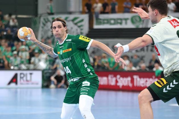 Handball, HBL2: SC DHfK Leipzig - GWD Minden; 31.08.2026 Dean Bombac (44, SC DHfK Leipzig) setzt zum Wurf an. Handball, 2. Bundesliga, Saison 2026 2027, 1. Spieltag: SC DHfK Leipzig vs. GWD Minden am 31.08.2026 in der Quarterback Immobilien Arena Leipzig. Copyright: xBEAUTIFULxSPORTS JanxKaeferx