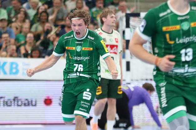Handball, HBL2: SC DHfK Leipzig - GWD Minden; 31.08.2026 Jubel bei Tom Koschek (76, SC DHfK Leipzig). Handball, 2. Bundesliga, Saison 2026 2027, 1. Spieltag: SC DHfK Leipzig vs. GWD Minden am 31.08.2026 in der Quarterback Immobilien Arena Leipzig. Copyright: xBEAUTIFULxSPORTS JanxKaeferx
