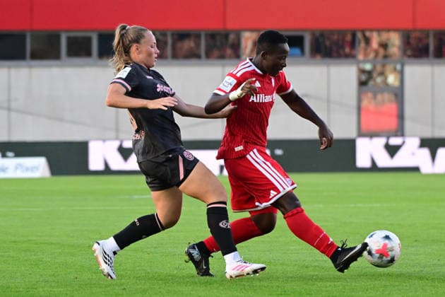 Frauenfußball - MARTIN Lara und AMANI Bernadette bei dem Google Pixel Frauenfußball-Bundesligaspiel des FC Bayern München gegen den 1. FSV Mainz 05 am 31.08.2026, Deutschland, Bayern München FC Bayern Campus Bayern Deutschland *** Women s Soccer: Lara Martin and Bernadette Amani at the Google Pixel Women s Bundesliga match between FC Bayern Munich and 1. FSV Mainz 05 on August 31, 2026, in Munich, Bavaria, Germany, at the FC Bayern Campus, Bayern, Germany