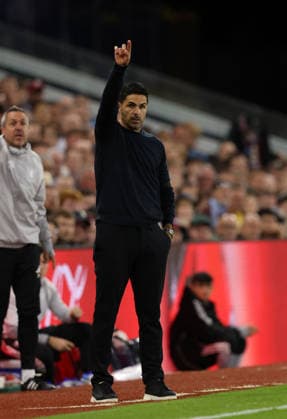 Mikel Arteta (Arsenal manager) at the Aston Villa v Arsenal EPL match, at Villa Park, Birmingham, UK on 31st August, 2026. 