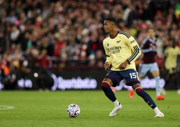 Ezri Konsa (A) at the Aston Villa v Arsenal EPL match, at Villa Park, Birmingham, UK on 31st August, 2026. 