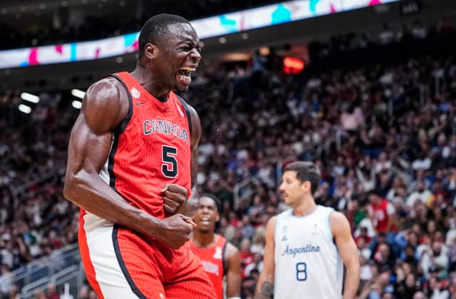 August 31, 2026, Quebec City, Pq, Canada: Canada s Mfiondu Kabengele (5) reacts after his dunk against Argentina during their FIBA world cup qualification action in Quebec City, Monday, Aug.Ã‚ 31, 2026. Mfiondu Kabengele (5)  - ZUMAc35_ 20260831_zaf_c35_078 Copyright: xMathieuxBelangerx