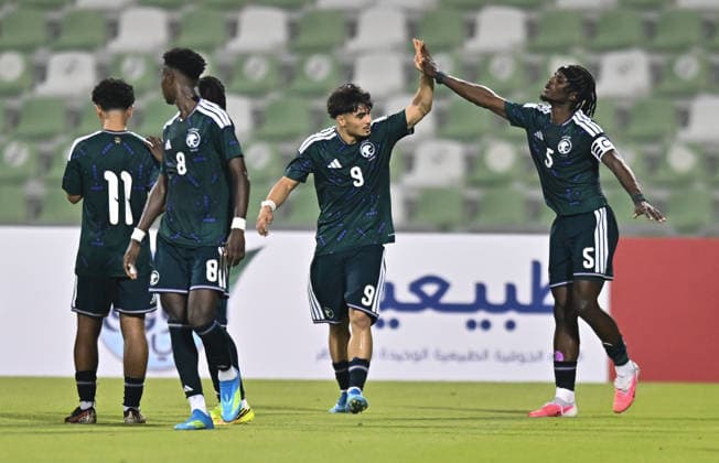 August 31, 2026, Doha, Qatar: Louay Labidi (2-R) of Saudi Arabia celebrates after scoring a goal during the AFC U20 Asian Cup China 2027 Qualifiers match between Saudi Arabia and Hong Kong, China at Hamad Bin Khalifa Stadium. Final score; Saudi Arabia 2 : 0 Hong Kong, China. Doha Qatar - ZUMAs197 20260831_aaa_s197_129 Copyright: xNoushadxVariyattiyakkalx