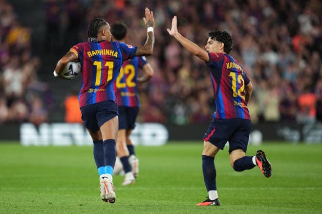 ESP: FC Barcelona, Barca - Rayo Vallecano. La Liga EA Sports. Matchday 3. Raphael Dias Belloli Raphinha of FC Barcelona celebrates after scoring the 1-1 during the La Liga EA Sports match between FC Barcelona and Rayo Vallecano played at Spotify Camp Nou Stadium on 31 Aug 2026 in Barcelona, Spain. kpng Copyright: xBaguxBlancox xPRESSINPHOTOx PS_2627_BAR_RAY_572