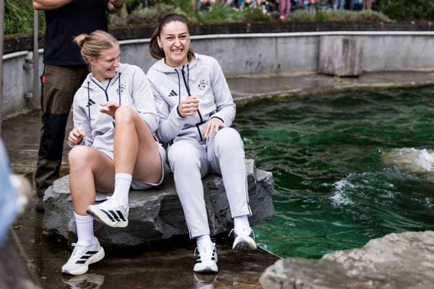 FC Köln Zootag; 01.09.2026 KÖLN, DEUTSCHLAND - SEPTEMBER 01: Anna-Lena Stolze (1. FC Köln, 7) und Laureta Elmazi (1. FC Köln, 26) während der Seelöwen Show während dem FC Zootag am 01. September 2026 im Kölner Zoo, Köln. Copyright: xBEAUTIFULxSPORTS Wunderlx