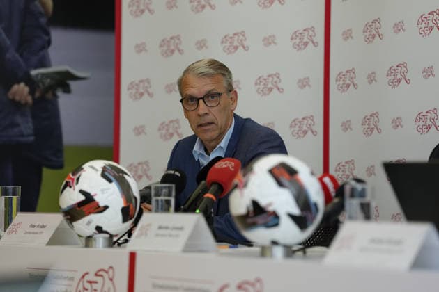 Muri, Switzerland - September 01: Petre Knäbel Central President SFA during the press conference, PK, Pressekonferenz new Chief Sports Officer SFA at Swiss Football Association on September 01, 2026 in Muri, Switzerland. Copyright: xKjetilxWaberx xSPPx Sportspressphoto_SPR221779