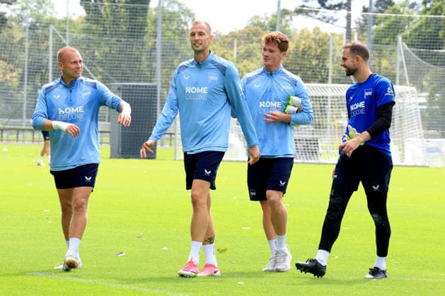 01.09.2026, DEU GER, Fussball , 2.Fussballbundesliga, Saison 2026 2027, Sportforum, Hertha BSC, Training Gustaf Nilsson ( Hertha BSC Berlin 9 ), Cheftrainer Stefan Leitl ( Hertha BSC Berlin ), Jon Dagur Thorsteinsson ( Hertha BSC Berlin 23 ) Hertha BSC Berlin ), Sebastian Groenning ( Hertha BSC Berlin 17 ), Marius Gersbeck ( Hertha BSC Berlin 35 ) 2. Liga: DFB DFL regulations prohibit any use of photographs as image sequences and or quasi-video) Berlin Sportforum Berlin Deutschland *** September 1, 2026, Germany, Soccer, 2. Bundesliga, 2026–2027 Season, Sportforum, Hertha BSC, Training: Gustaf Nilsson, Hertha BSC Berlin 9, Head Coach: Stefan Leitl, Hertha BSC Berlin, Jon Dagur Thorsteinsson, Hertha BSC Berlin 23, Hertha BSC Berlin, Sebastian Groenning, Hertha BSC Berlin 17, Marius Gersbeck, Hertha BSC Berlin 35, 2nd Division, DFB and DFL regulations prohibit any use of photographs as image sequences and or quasi-video. Berlin Sportforum, Berlin, Germany Copyright: xNordphotox xEnglerx