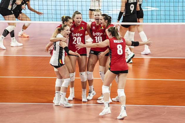 Belgium v Germany - CEV EuroVolley 2026 ISTANBUL, TURKIYE - SEPTEMBER 01: Players of Belgium celebrate after a position during the 2026 CEV Women s European Volleyball Championship Round of 16 match at the Sinan Erdem Dome in Istanbul, Turkiye, on September 01, 2026. Agit Erdi Ulukaya Anadolu Istanbul Turkey. Editorial use only. Please get in touch for any other usage.  Copyright: x2026xAnadoluxAgitxErdixUlukayax