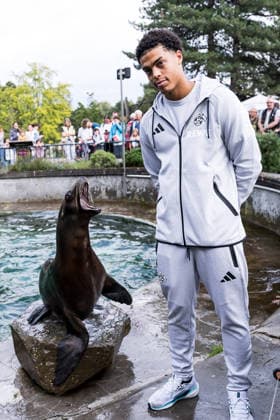 FC Köln Zootag; 01.09.2026 KÖLN, DEUTSCHLAND - SEPTEMBER 01: Seelöwen Show mit Jahmai Simpson-Pusey (1. FC Koeln, 22) während dem FC Zootag am 01. September 2026 im Kölner Zoo, Köln. *** FC Cologne Zoo Day, September 1, 2026, Cologne, Germany: Sea Lion Show with Jahmai Simpson Pusey 1 FC Cologne, 22, during the FC Zoo Day on September 1, 2026, at the Cologne Zoo, Cologne Copyright: xBEAUTIFULxSPORTS Wunderlx