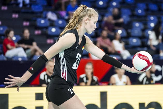 Belgium v Germany - CEV EuroVolley 2026 ISTANBUL, TURKIYE - SEPTEMBER 01 : Camilla Weitzel (21) of the Germany competes during the 2026 2026 Women s European Volleyball Championship match between Belgium and Germany at Sinan Erdem Hall in Istanbul, Turkiye on September 01, 2026. Agit Erdi Ulukaya Anadolu Istanbul Turkey. Editorial use only. Please get in touch for any other usage.  Copyright: x2026xAnadoluxAgitxErdixUlukayax