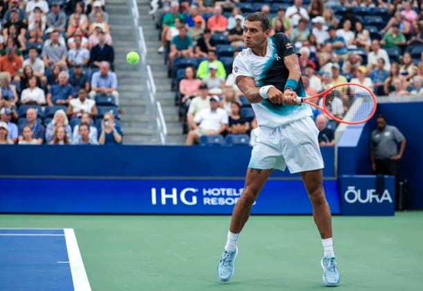 US Open tennis tournament - Day 3 Flavio Cobolli of Italy in action against Francisco Comesana of Argentina during the Men s Singles first round match of the US Open Tennis Championships, in Flushing Meadows, New York, USA, 01 September 2026. FLUSHING MEADOWS NEW YORK United States  Copyright: xCRISTOBALxHERRERA-ULASHKEVICHx