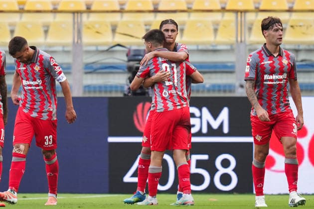 CremoneseÕs Adin Licina celebrates after scoring the 0-2 goal for his team during the Round of 16 of Frecciarossa Italian Cup 2026 2027 match between Parma and Cremonese at Ennio Tardini Stadium - Soccer - Parma, Italy - Tuesday September 1, 2026  Copyright: xMassimoxPaolone LaPressex