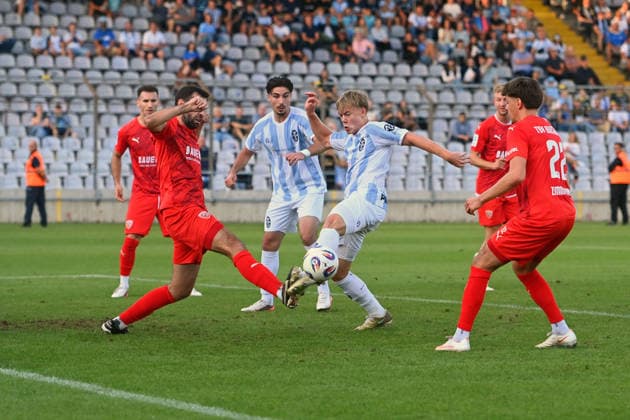 Torchance Fabio WAGNER (TSV 1860 Muenchen), ars,Aktion Fussball Landespokal Bayern, Toto Pokal TSV 1860 Muenchen - TSV Buchbach am 01.09.2026 GRUENWALDER STADION.