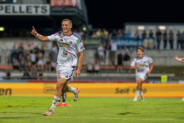SOCCER - BL, WAC vs LASK WOLFSBERG,AUSTRIA,01.SEP.26 - SOCCER - ADMIRAL Bundesliga, Wolfsberger AC vs Linzer ASK. Image shows the rejoicing of Fabian Wohlmuth (WAC).  GEPAxpictures xAvnixRetkoceri