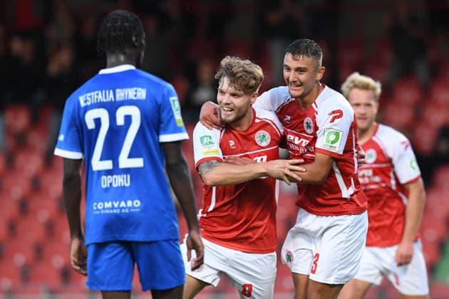 Fußball Regionalliga West 6. Spieltag Rot-Weiß Oberhausen - SV Westfalia Rhynern am 01.09.2026 im Stadion Niederrhein in Oberhausen Torjubel zum 3:0 durch Timur Kesim ( Oberhausen )