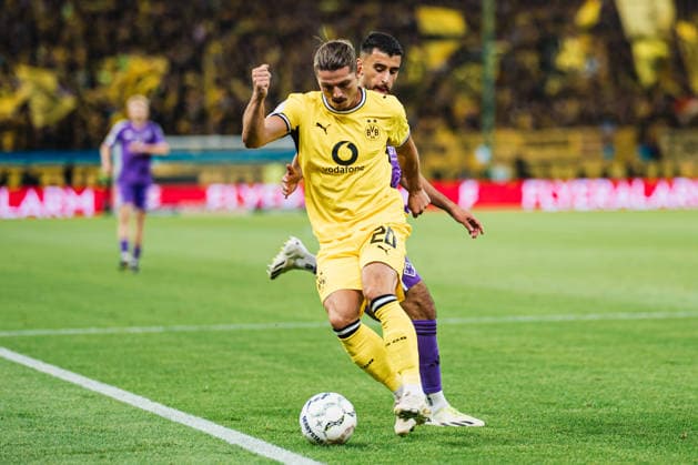 DFB-Pokal: HEBC - Borussia Dortmund, 01.09.2026 Marcel Sabitzer (Borussia Dortmund, 20) am Ball; Fußball, DFB-Pokal, 1. Runde: HEBC vs. Borussia Dortmund am 01.09.2026 im Volksparkstadion, Hamburg DFB REGULATIONS PROHIBIT ANY USE OF PHOTOGRAPHS AS IMAGE SEQUENCES AND OR QUASI-VIDEO. *** DFB Cup: HEBC vs. Borussia Dortmund, September 1, 2026; Marcel Sabitzer of Borussia Dortmund, No. 20 with the ball; soccer, DFB Cup, First Round: HEBC vs. Borussia Dortmund on September 1, 2026, at the Volksparkstadion, Hamburg. DFB regulations prohibit any use of photographs as image sequences and or quasi-video. Copyright: xBEAUTIFULxSPORTS Tonhäuserx