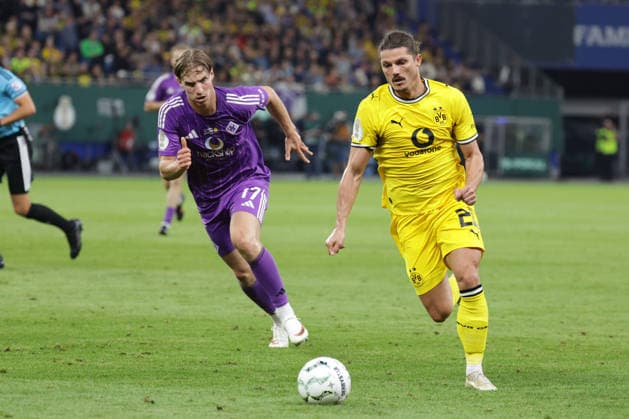 2026.09.01 xfsx DFB-Pokal Erste Runde, Saison 2026 2027 HEBC Hamburg - Borussia Dortmund v.l. Robert Schick (HEBC Hamburg, 17) , Marcel Sabitzer (Borussia Dortmund, 20) (DFL DFB regulations prohibit any use of photographs as image sequences and or quasi-video. *** September 1, 2026 xfsx DFB Cup First Round, 2026–2027 Season HEBC Hamburg vs. Borussia Dortmund v l Robert Schick HEBC Hamburg, 17, Marcel Sabitzer, Borussia Dortmund, 20 DFL DFB regulations prohibit any use of photographs as image sequences and or quasi-video Copyright: HMBxMedia FernandoxSoares