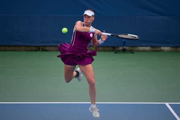 September 1, 2026, New York, New York, United States of America: Ella Seidel of Germany returns with forehand during the 2026 US Open - Tennis Championships Tennis 2026: US Open - Tennis Championships: 1st RD: STARDUBTSEVA 6:2 6:2 SEIDEL  - ZUMAs343 20260901_zsp_s343_058 Copyright: xMathiasxSchulzx