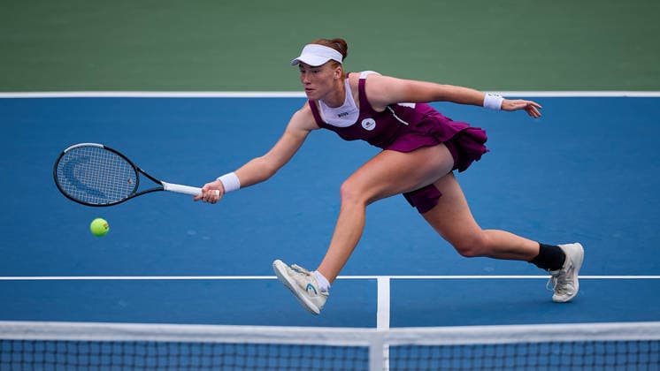September 1, 2026, New York, New York, United States of America: Ella Seidel of Germany returns with forehand during the 2026 US Open - Tennis Championships Tennis 2026: US Open - Tennis Championships: 1st RD: STARDUBTSEVA 6:2 6:2 SEIDEL  - ZUMAs343 20260901_zsp_s343_061 Copyright: xMathiasxSchulzx