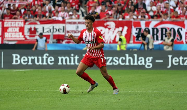 30.08.26 SC Freiburg - SV Werder Bremen Deutschland, Freiburg, 30.08.2026, Fussball, Bundesliga, Saison 2026 2027, SC Freiburg - SV Werder Bremen: Derry Scherhant (SC Freiburg).