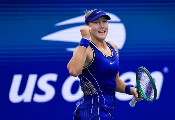US Open tennis tournament - Day 3 Mirra Andreeva of Russia celebrates as she plays against Janice Tien of Indonesia during the Women s Singles first round match of the US Open Tennis Championships, in Flushing Meadows, New York, USA, 01 September 2026. FLUSHING MEADOWS NEW YORK United States  Copyright: xCRISTOBALxHERRERA-ULASHKEVICHx