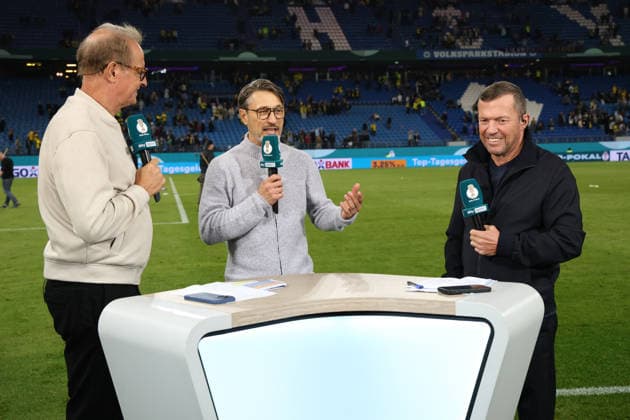 2026.09.01 xfsx DFB-Pokal Erste Runde, Saison 2026 2027 HEBC Hamburg - Borussia Dortmund v.l. Florian Koenig Moderator, Trainer Niko Kovac (Borussia Dortmund), Lothar Mattaeus (DFL DFB regulations prohibit any use of photographs as image sequences and or quasi-video. *** September 1, 2026 xfsx DFB Cup First Round, 2026–2027 Season HEBC Hamburg vs. Borussia Dortmund; Florian Koenig, host; Niko Kovac, coach, Borussia Dortmund, Lothar Matthäus DFL DFB regulations prohibit any use of photographs as image sequences and or quasi-video Copyright: HMBxMedia FernandoxSoares