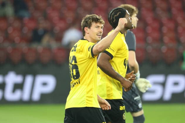 FC Zuerich - Young Boys Torjubel Christian Fassnacht (YB) 01.09.2026 Zuerich , SCHWEIZ, Stadion Letzigrund Zuerich Fussball Saison 2026 2027 Herren Fussball Super League FC Zuerich - BSC Young Boys Bern Torjubel Christian Fassnacht (YB)