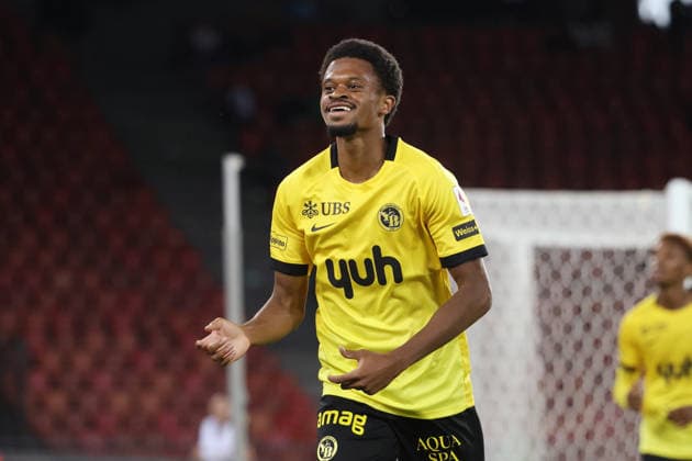 FC Zuerich - Young Boys Torjubel Alan Virginius (YB) 01.09.2026 Zuerich , SCHWEIZ, Stadion Letzigrund Zuerich Fussball Saison 2026 2027 Herren Fussball Super League FC Zuerich - BSC Young Boys Bern Torjubel Alan Virginius (YB)