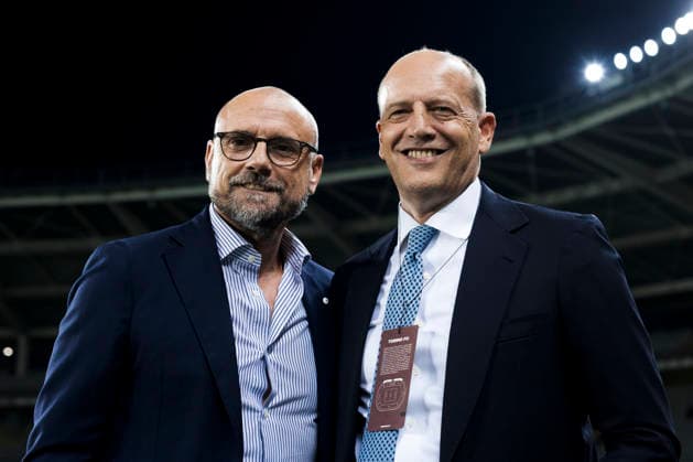 Torino FC v AC Monza - Coppa Italia Gianluca Petrachi and Mauro Baldissoni pose for a photo prior to the Coppa Italia football match between Torino FC and AC Monza. Turin Italy Copyright: xNicolòxCampox