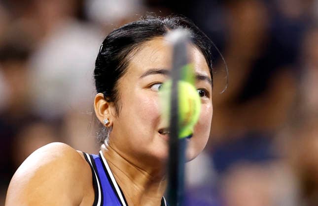 Alexandra Eala of the Philippines returns a ball to Mary.Stoiana in their first round match in Louis Armstrong Stadium at the 2026 US Open Tennis Championship at the USTA Billie Jean King National Tennis Center in New York City on Tuesday, September 1, 2026.  NYP20260901120 JOHNxANGELILLO