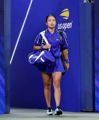 Alexandra Eala of the Philippines walks on the court when she is introduced before her match against Mary.Stoiana in their first round in Louis Armstrong Stadium at the 2026 US Open Tennis Championship at the USTA Billie Jean King National Tennis Center in New York City on Tuesday, September 1, 2026.  NYP20260901128 JOHNxANGELILLO