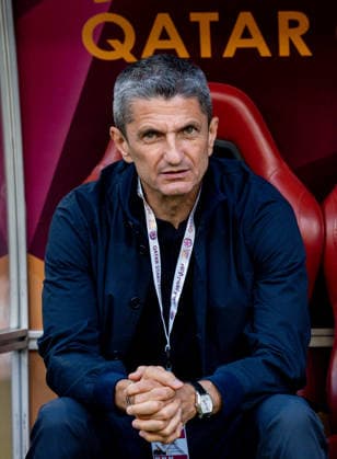 QATAR CUP 2026 SEMI-FINAL MATCH AL-SADD SC AND AL-GHARAFA SC Razvan Lucescu, head coach Al Sadd SC looks on prior to the Qatar Cup 2026 semi-final match between Al-Sadd SC and Al-Gharafa SC at Khalifa International Stadium in Doha, Qatar, on September 1, 2026. DOHA Qatar Copyright: xNOUSHADx