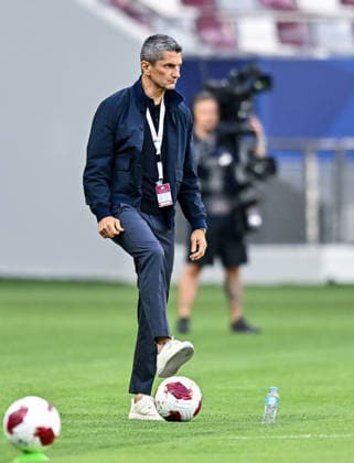 QATAR CUP 2026 SEMI-FINAL MATCH AL-SADD SC AND AL-GHARAFA SC Razvan Lucescu, head coach Al Sadd SC reacts during the Qatar Cup 2026 semi-final match between Al-Sadd SC and Al-Gharafa SC at Khalifa International Stadium in Doha, Qatar, on September 1, 2026. DOHA Qatar Copyright: xNOUSHADx