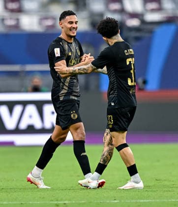 QATAR CUP 2026 SEMI-FINAL MATCH AL-SADD SC AND AL-GHARAFA SC Mohamed Naceur Manai (L) of Al-Sadd SC celebrates after scoring a goal during the Qatar Cup 2026 semi-final match between Al-Sadd SC and Al-Gharafa SC at Khalifa International Stadium in Doha, Qatar, on September 1, 2026. DOHA Qatar Copyright: xNOUSHADx