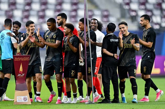QATAR CUP 2026 SEMI-FINAL MATCH AL-SADD SC AND AL-GHARAFA SC Players of Al-Sadd SC celebrate after winning the Qatar Cup 2026 semi-final match between Al-Sadd SC and Al-Gharafa SC at Khalifa International Stadium in Doha, Qatar, on September 1, 2026. DOHA Qatar Copyright: xNOUSHADx