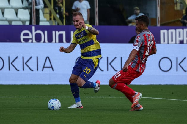 IPA88019467 - Parma s Matija Frigan in action during the Parma Calcio vs. US Cremonese Coppa Italia match in Parma, Italy, on September 1, 2026  Copyright: xLorenzoxCattani IPAxSportx xx 88019467