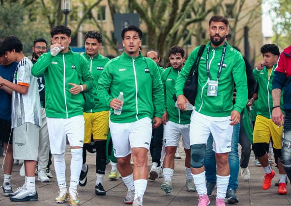 Essen, Deutschland, Europa: SOCCA World Cup 2026, Kleinfeldfußball (6 gegen 6), Gruppenspiel zwischen Syrien und Irland. Spielszenen, Zweikämpfe, Spieler und Emotionen während der Partie im Rahmen der internationalen SOCCA-Weltmeisterschaft in Essen. Copyright: xAymanxAlahmedx