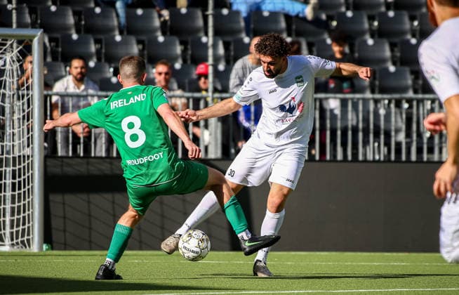 Essen, Deutschland, Europa: SOCCA World Cup 2026, Kleinfeldfußball (6 gegen 6), Gruppenspiel zwischen Syrien und Irland. Spielszenen, Zweikämpfe, Spieler und Emotionen während der Partie im Rahmen der internationalen SOCCA-Weltmeisterschaft in Essen. Copyright: xAymanxAlahmedx