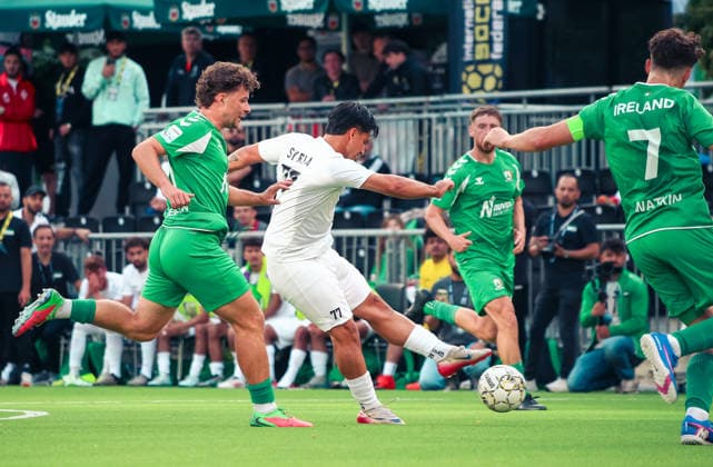 Essen, Deutschland, Europa: SOCCA World Cup 2026, Kleinfeldfußball (6 gegen 6), Gruppenspiel zwischen Syrien und Irland. Spielszenen, Zweikämpfe, Spieler und Emotionen während der Partie im Rahmen der internationalen SOCCA-Weltmeisterschaft in Essen. Copyright: xAymanxAlahmedx