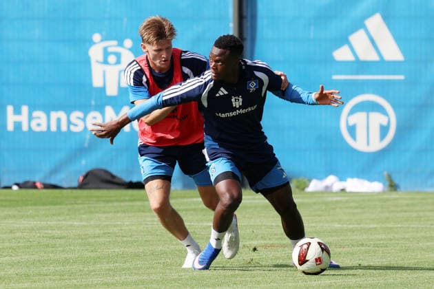 02.09.2026, xrekx, Fussball 1.Bundesliga, Hamburger SV - Training v.l. David Moller Wolfe (Hamburger SV) Patson Daka (Hamburger SV) Hamburg *** September 2, 2026, xrekx, Soccer, Bundesliga 1, Hamburger SV Practice: David Moller Wolfe (Hamburger SV), Patson Daka (Hamburger SV), Hamburg