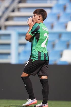 SassuoloÕs Benjamin Dominguez reacts after missing a scoring chance during the Round of 16 of Frecciarossa Italian Cup 2026 2027 match between Sassuolo and Frosinone at Mapei Stadium Cittˆ del Tricolore - Soccer - Reggio Emilia, Italy - Wednesday September 2, 2026  Copyright: xMassimoxPaolone LaPressex